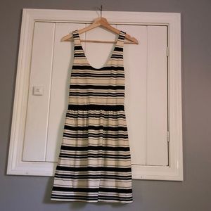 J.Crew striped dress with back button accent
